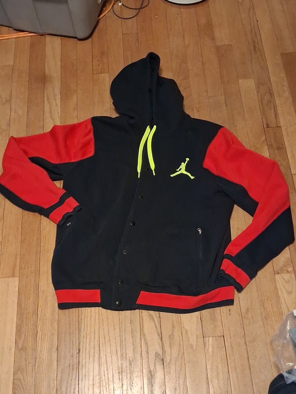 retro air Jordan Hooded Bomber Jacket mens xl sweatshirt coat snap front hoodie